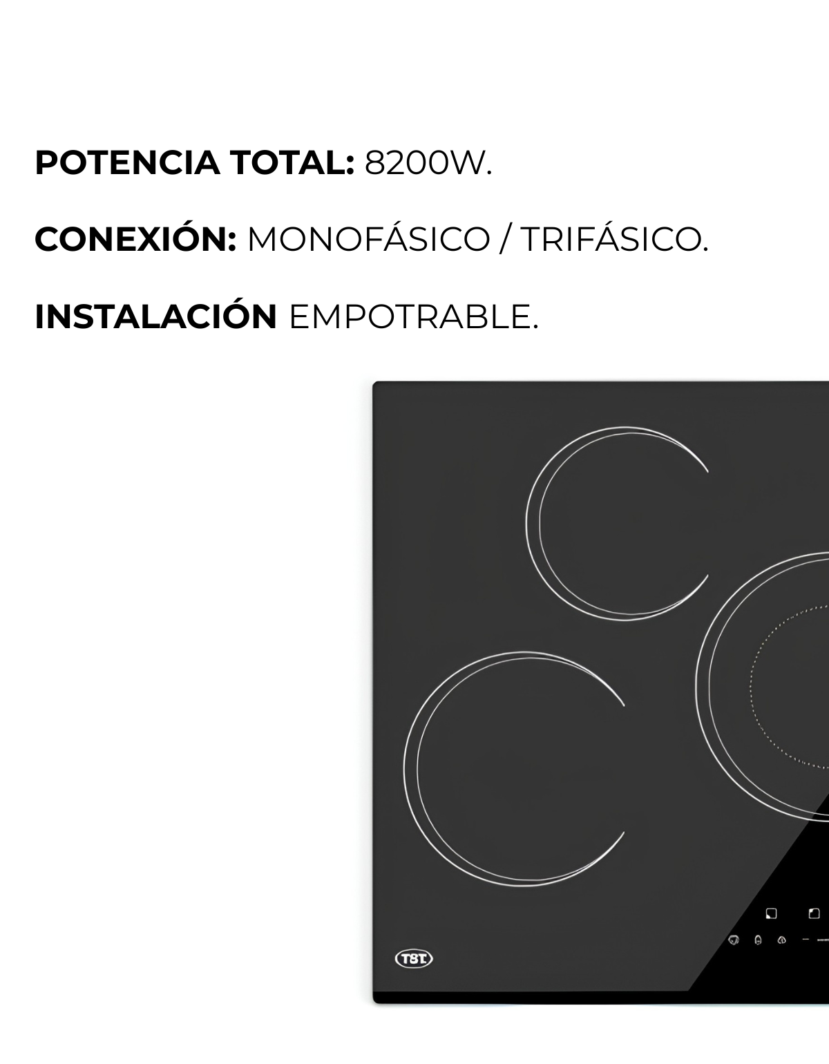 Anafe TST Eléctrico Vitrocerámico 5 áreas Negro - Imagen 6