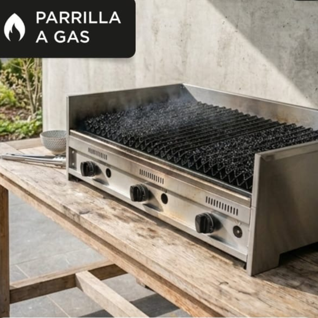 Parrilla Acero Inox Corbelli CFP 90 con Tapa y Plancheta - Imagen 2